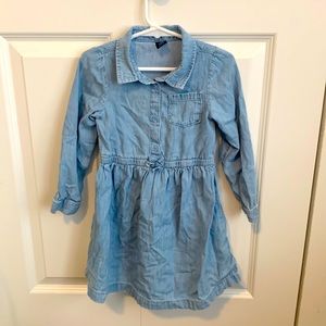 Gap 4T Denim Button Up Dress with Bow Detail